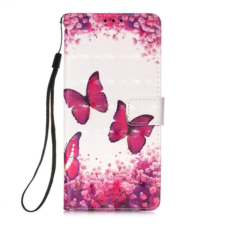 Etui Folio Xiaomi Poco X3 Czerwone Motyle Etui Ochronne