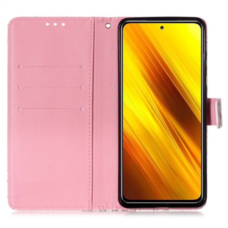 Etui Folio Xiaomi Poco X3 Czerwone Motyle Etui Ochronne