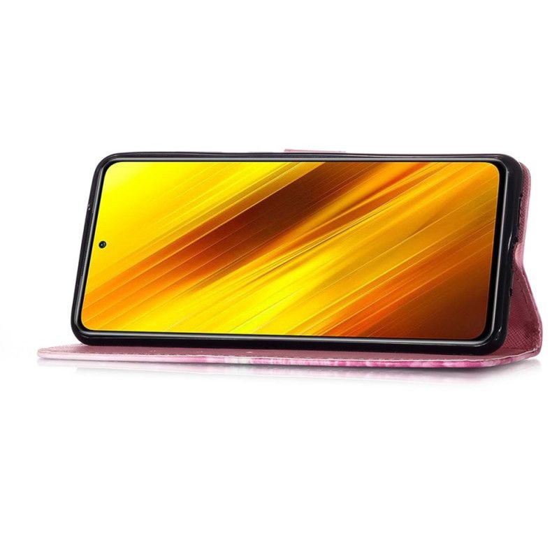 Etui Folio Xiaomi Poco X3 Czerwone Motyle Etui Ochronne