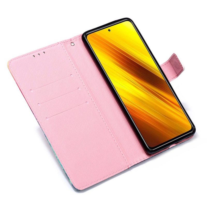 Etui Folio Xiaomi Poco X3 Czerwone Motyle Etui Ochronne