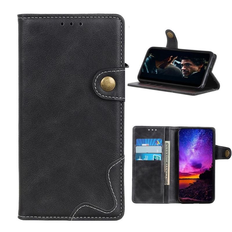 Etui Folio Xiaomi Poco X3 Czerwony Czarny Artystyczne Przyszywanie Guzików