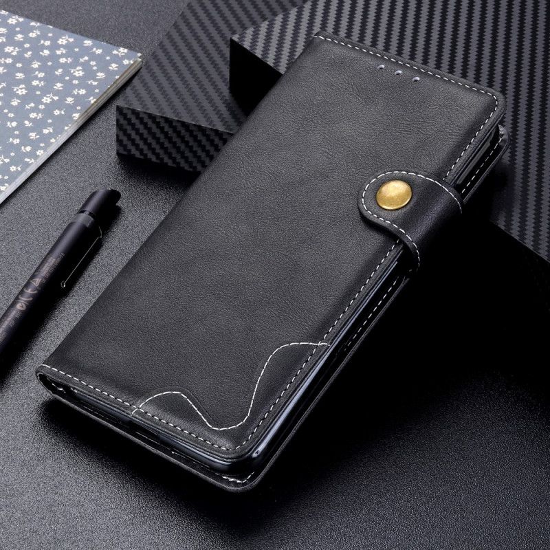 Etui Folio Xiaomi Poco X3 Czerwony Czarny Artystyczne Przyszywanie Guzików