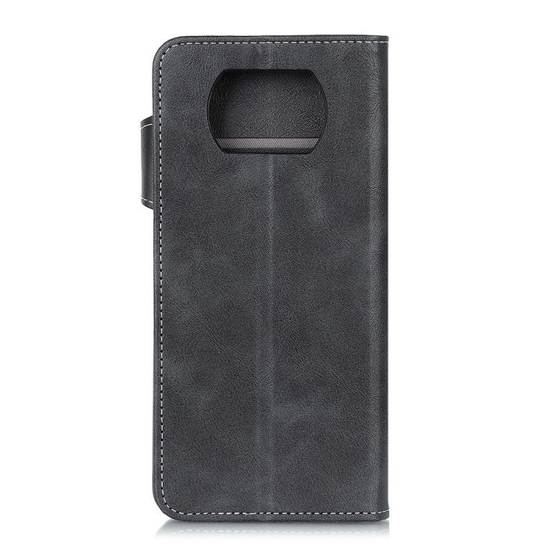 Etui Folio Xiaomi Poco X3 Czerwony Czarny Artystyczne Przyszywanie Guzików