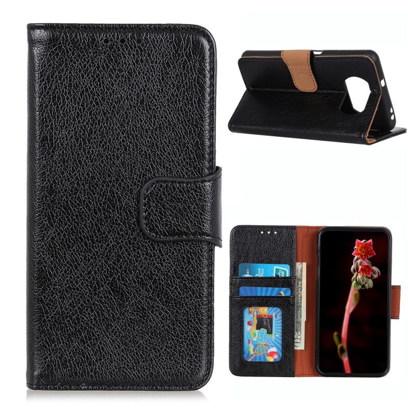 Etui Folio Xiaomi Poco X3 Czerwony Czarny Dwoina Ze Skóry Nappa Etui Ochronne