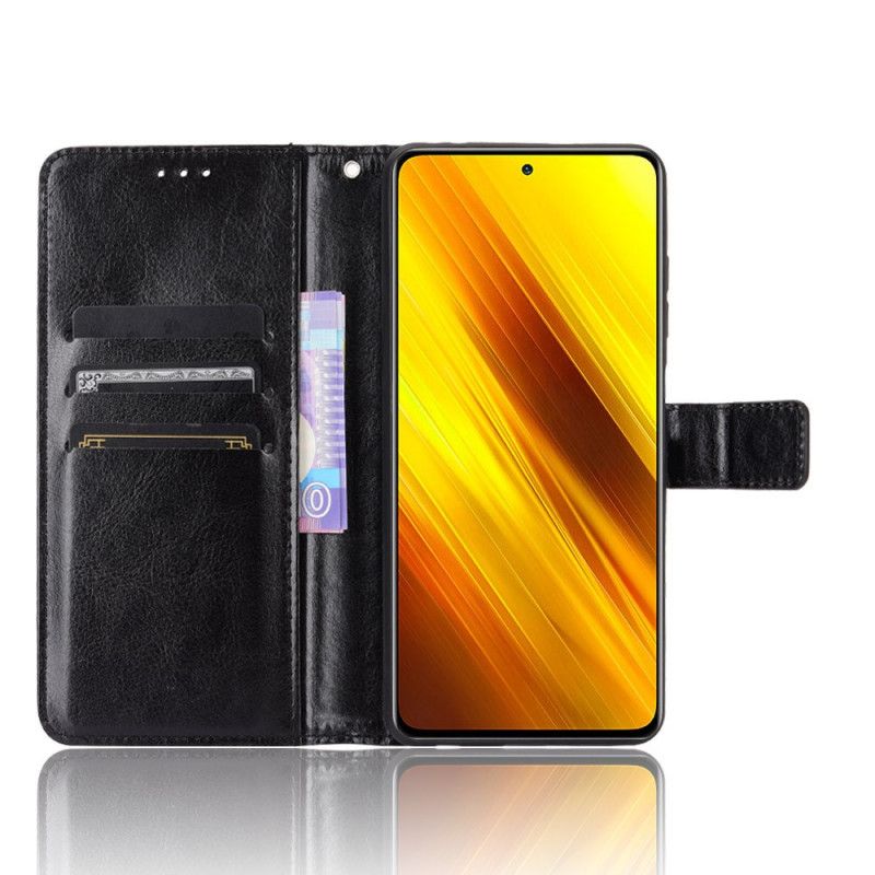 Etui Folio Xiaomi Poco X3 Czerwony Czarny Efektowna Sztuczna Skóra