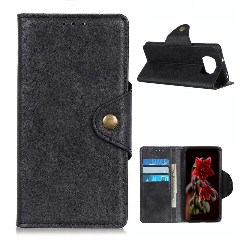 Etui Folio Xiaomi Poco X3 Czerwony Czarny Imitacja Skóry Guzików Etui Ochronne