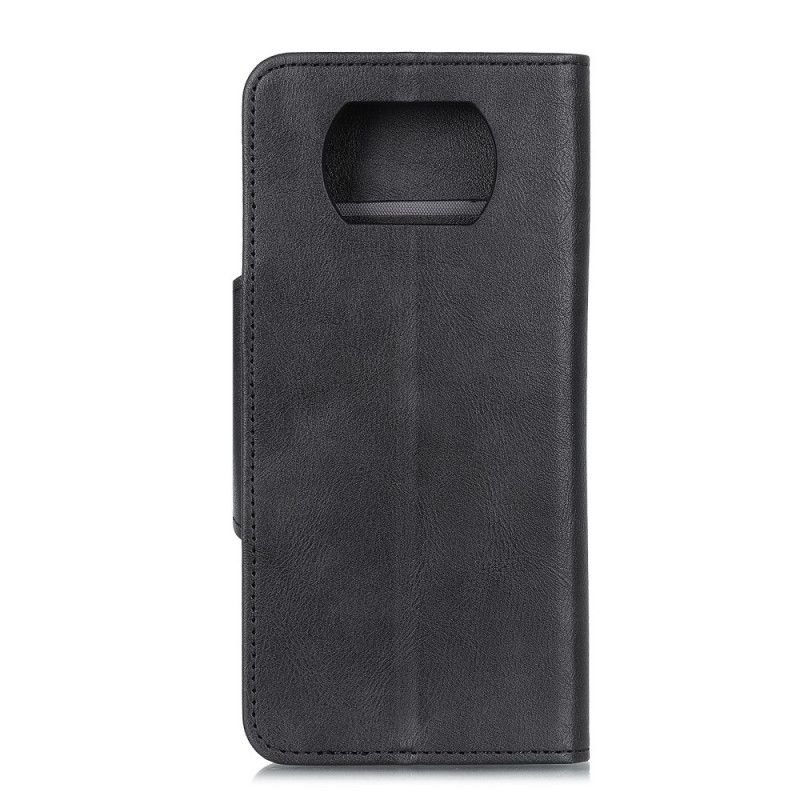 Etui Folio Xiaomi Poco X3 Czerwony Czarny Imitacja Skóry Guzików Etui Ochronne