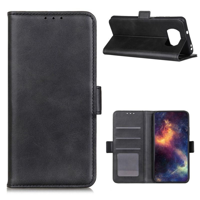 Etui Folio Xiaomi Poco X3 Czerwony Czarny Podwójna Klapa