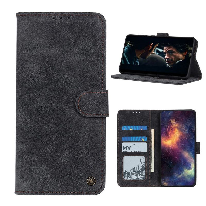 Etui Folio Xiaomi Poco X3 Czerwony Czarny Styl Vintage Ze Skóry