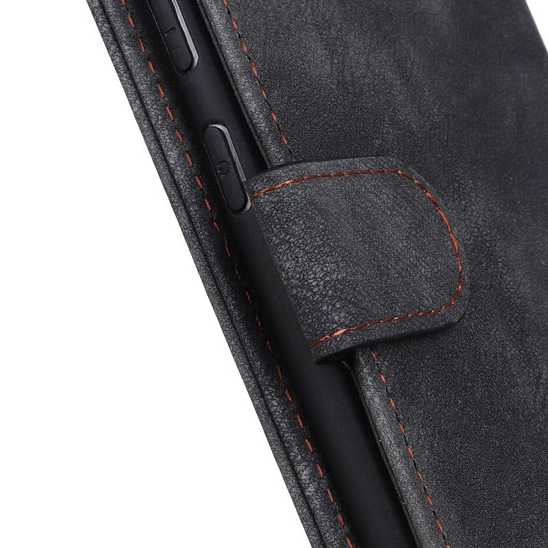 Etui Folio Xiaomi Poco X3 Czerwony Czarny Styl Vintage Ze Skóry