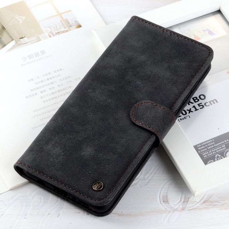 Etui Folio Xiaomi Poco X3 Czerwony Czarny Styl Vintage Ze Skóry