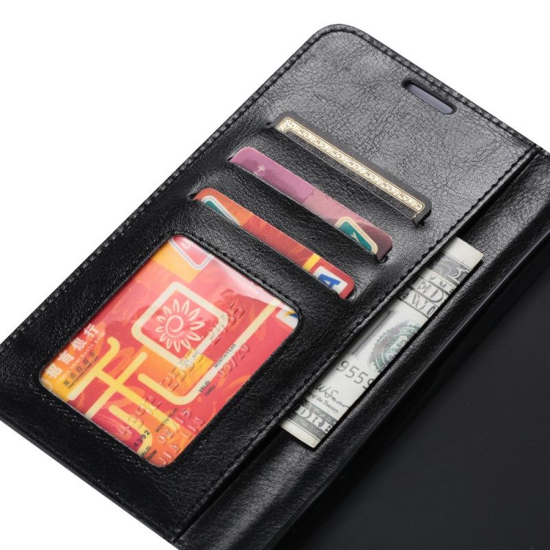 Etui Folio Xiaomi Poco X3 Czerwony Czarny Vintage Błyszcząca Sztuczna Skóra