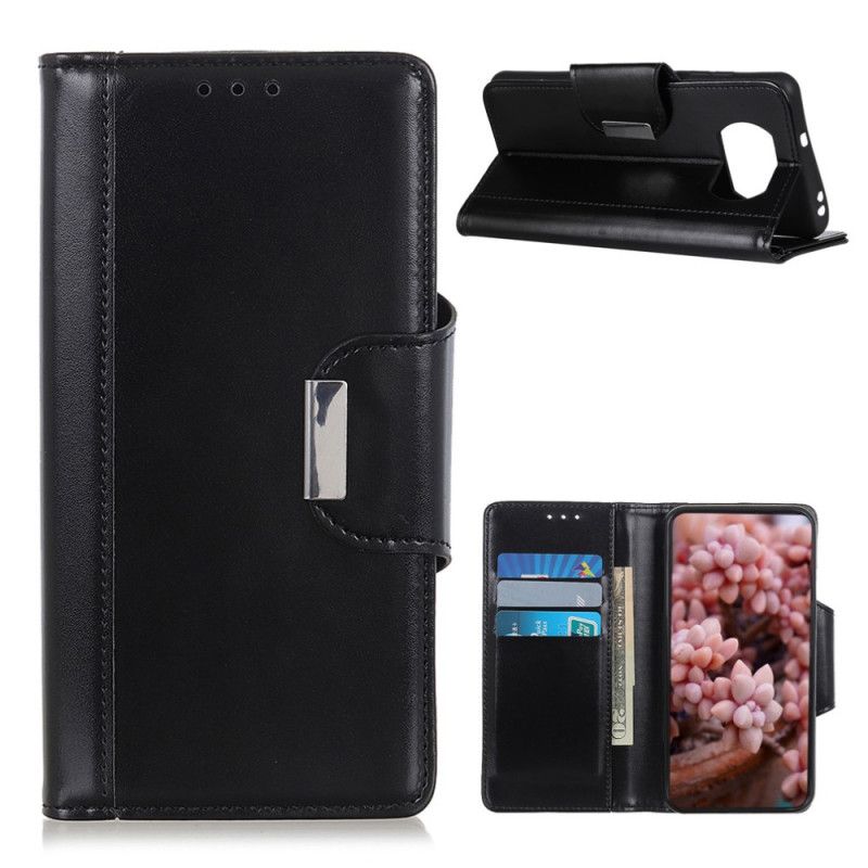 Etui Folio Xiaomi Poco X3 Czerwony Czarny Zapięcie Eleganckie Ze Sztucznej Skóry Etui Ochronne