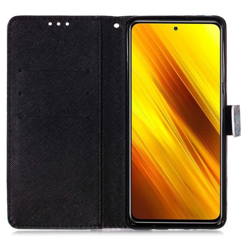 Etui Folio Xiaomi Poco X3 Niebieskie Kwiaty Etui Ochronne