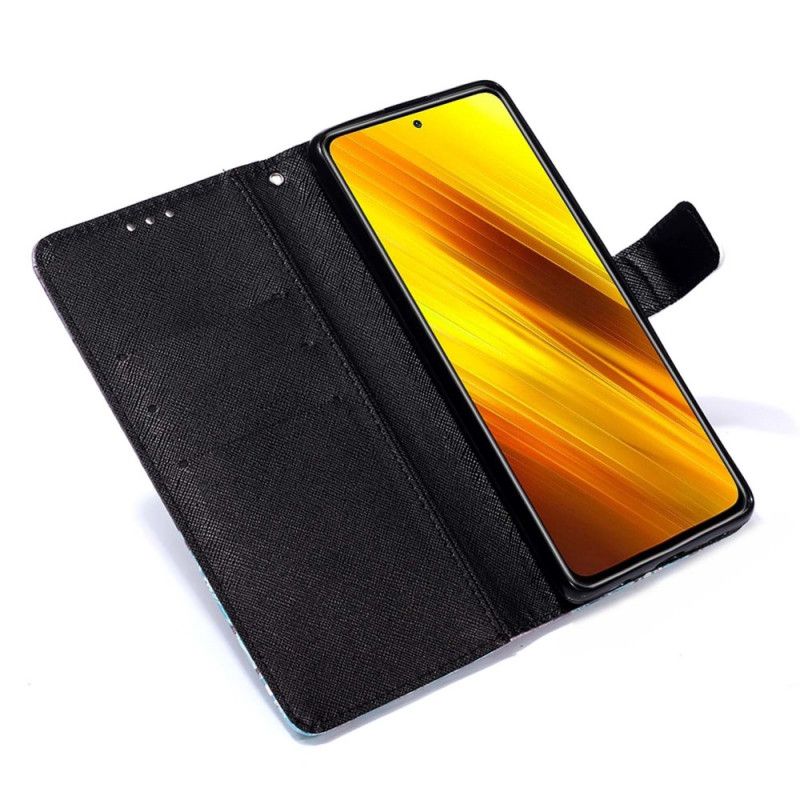 Etui Folio Xiaomi Poco X3 Niebieskie Kwiaty Etui Ochronne