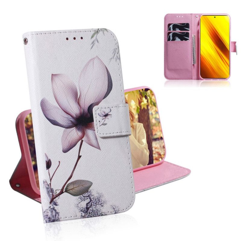 Etui Folio Xiaomi Poco X3 Stary Kwiat Róży Etui Ochronne