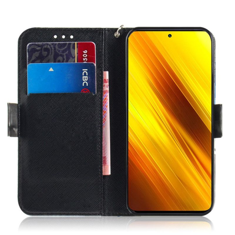 Etui Folio Xiaomi Poco X3 Szary Kot Ze Stringami