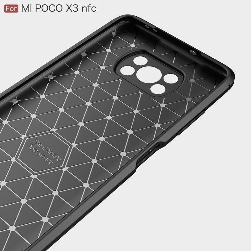 Etui Xiaomi Poco X3 Czerwony Czarny Szczotkowane Włókno Węglowe Etui Ochronne