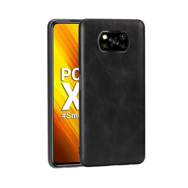 Etui Xiaomi Poco X3 Szary Czarny Efekt Skóry