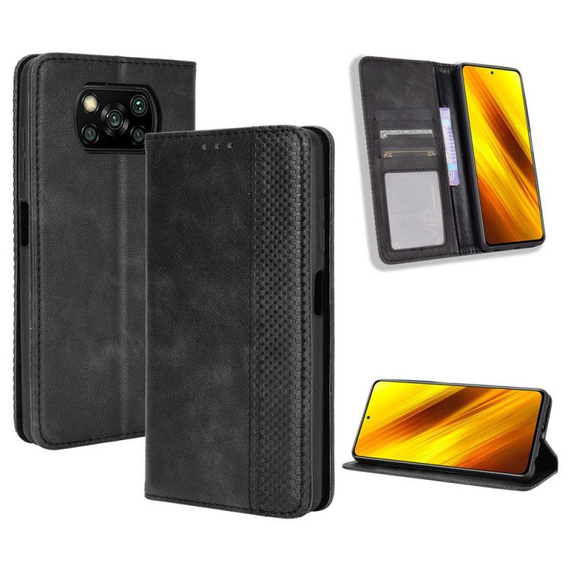 Flip Kotelot Xiaomi Poco X3 Czerwony Czarny Etui na Telefon Stylizowany Efekt Skóry W Stylu Vintage