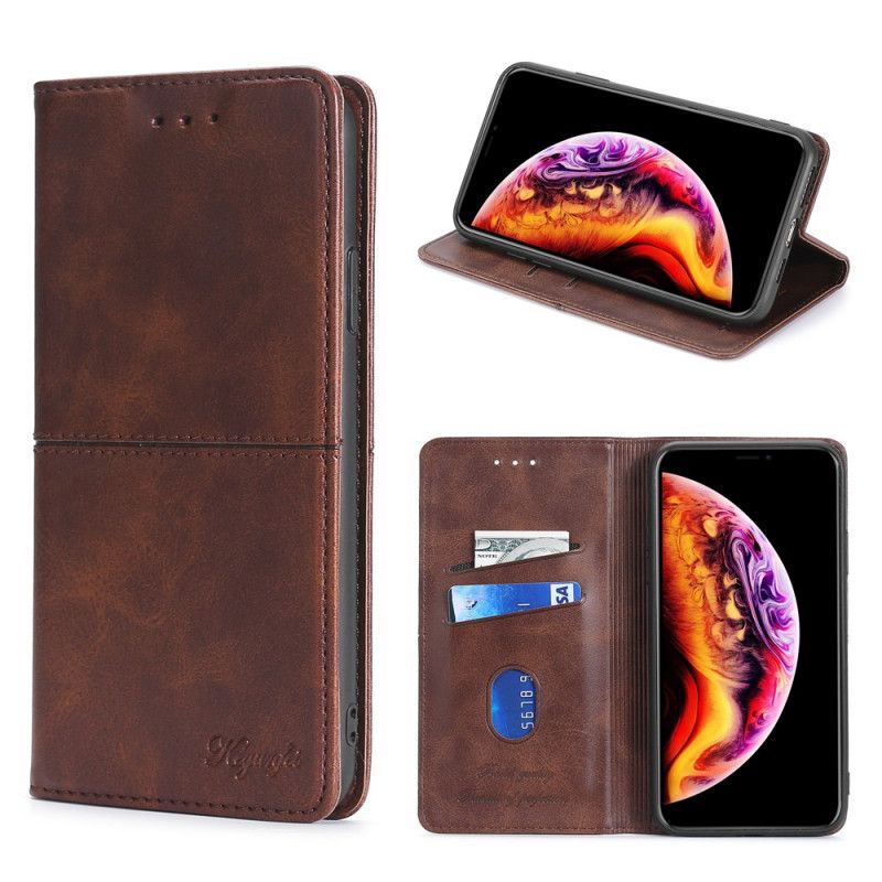 Flip Kotelot Xiaomi Poco X3 Czerwony Czarny Styl Couture Ze Skóry Etui Ochronne