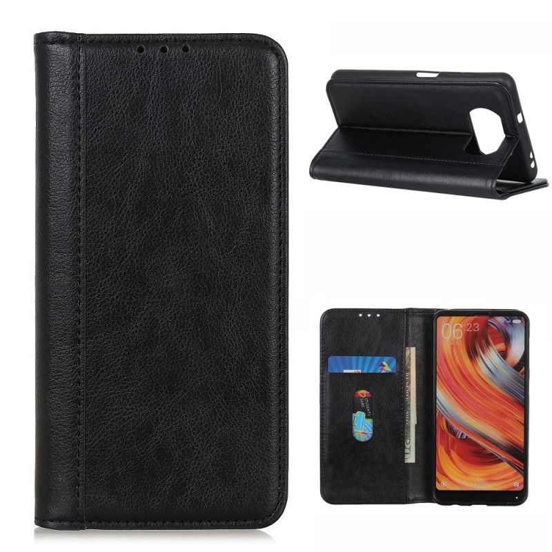 Flip Kotelot Xiaomi Poco X3 Zielony Czarny Elegancka Dwoina Z Liczi