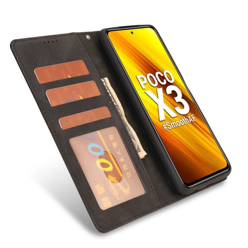 Skórzany Futerał Xiaomi Poco X3 Czerwony Czarny Etui na Telefon Klasyczna Sztuczna Skóra W Stylu Vintage