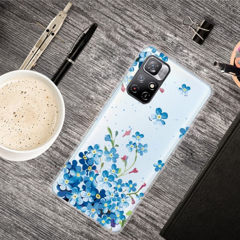 Etui Do Xiaomi Redmi Note 11 / Poco M4 Pro 5g Bukiet Niebieskich Kwiatów