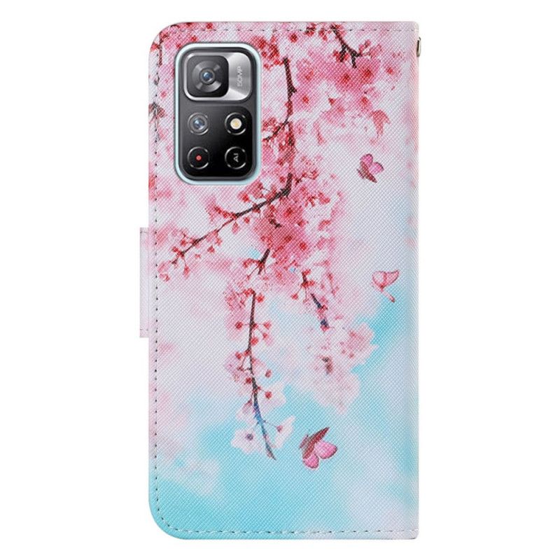 Etui Folio Do Xiaomi Redmi Note 11 / Poco M4 Pro 5g CZerwone Gałęzie Stringi