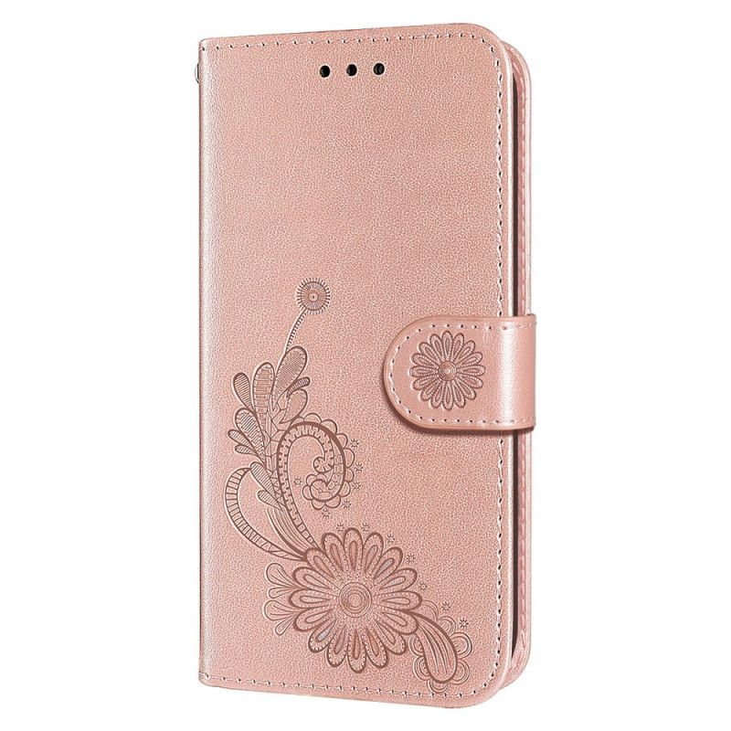 Etui Folio Do Xiaomi Redmi Note 11 / Poco M4 Pro 5g Koronki I Lotosowe Paski