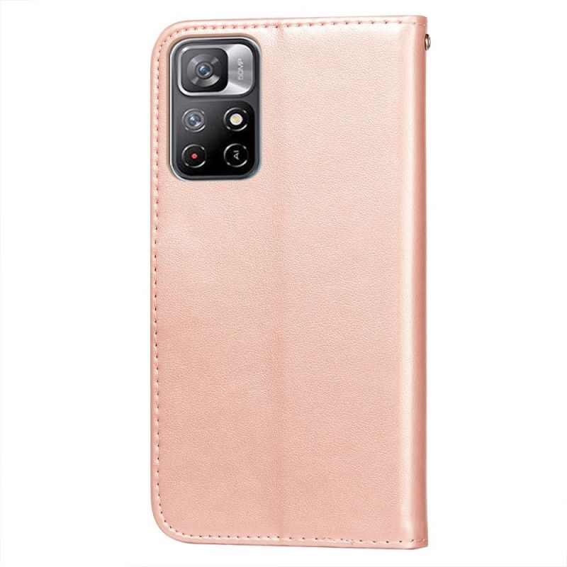 Etui Folio Do Xiaomi Redmi Note 11 / Poco M4 Pro 5g Koronki I Lotosowe Paski