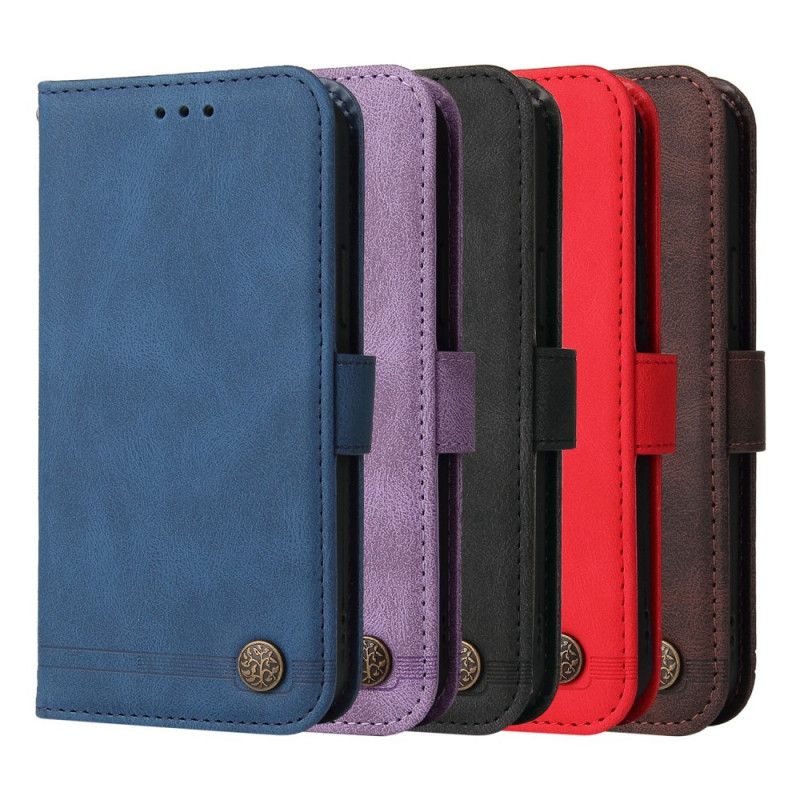 Etui Folio Do Xiaomi Redmi Note 11 / Poco M4 Pro 5g Nit I Pasek Z Imitacji Skóry