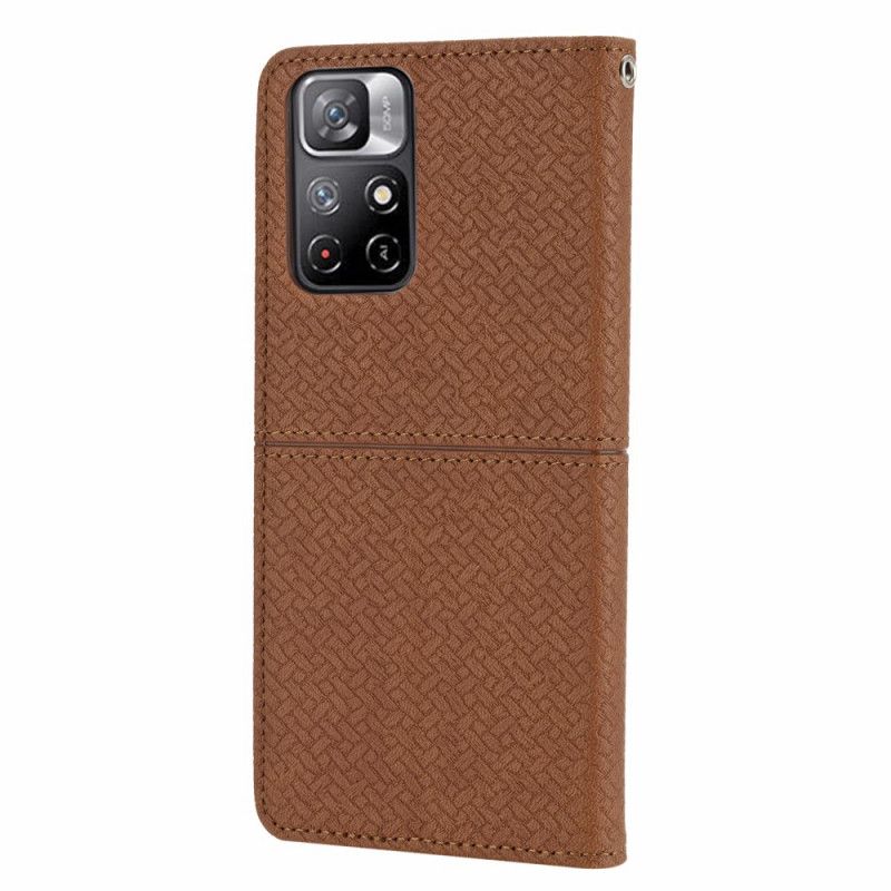 Etui Folio Do Xiaomi Redmi Note 11 / Poco M4 Pro 5g Style Tkany Skórzany Pasek