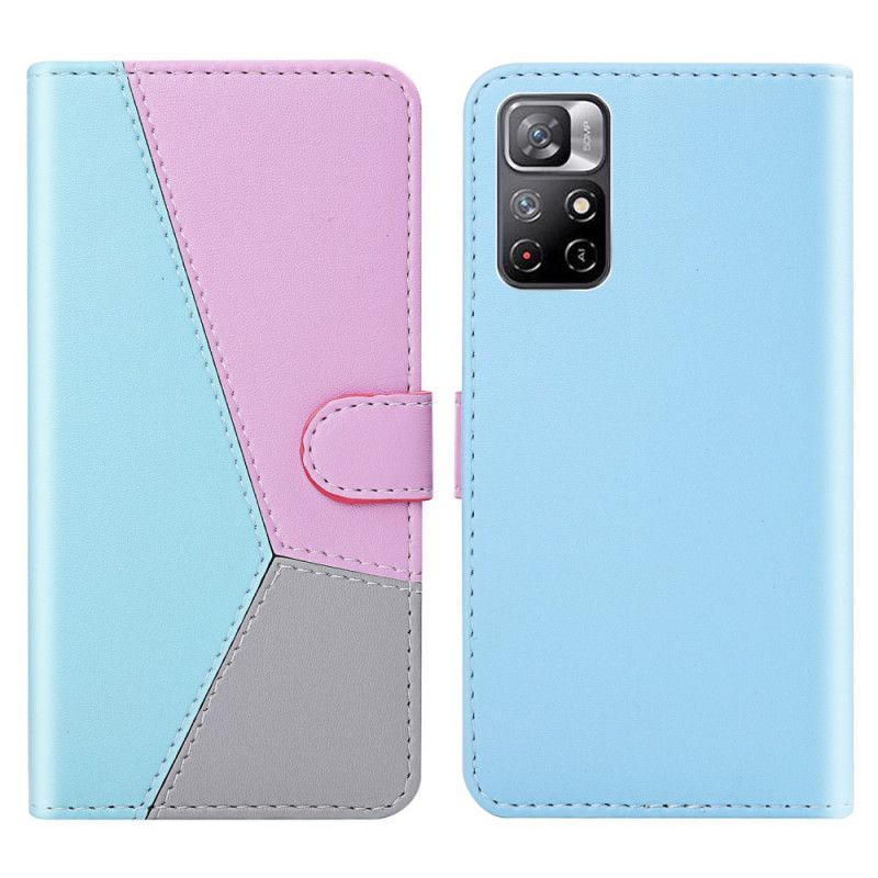 Etui Folio Do Xiaomi Redmi Note 11 / Poco M4 Pro 5g Trójkolorowy Efekt Skóry