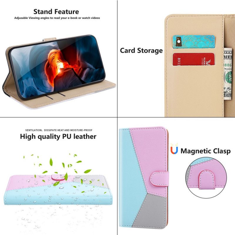 Etui Folio Do Xiaomi Redmi Note 11 / Poco M4 Pro 5g Trójkolorowy Efekt Skóry