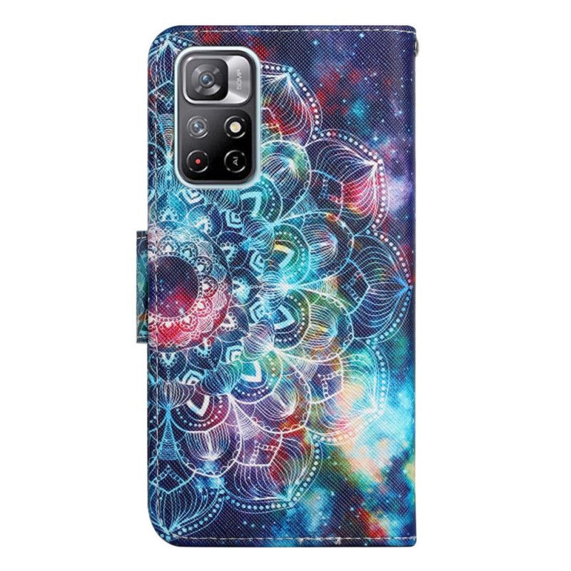 Etui Folio Xiaomi Redmi Note 11 / Poco M4 Pro 5g Błyskotliwa Pół-paskowata Mandala Etui Ochronne