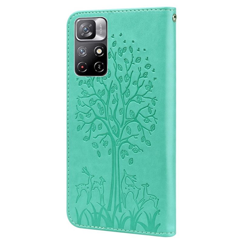 Etui Folio Xiaomi Redmi Note 11 / Poco M4 Pro 5g Drzewo I Jeleń Etui Ochronne