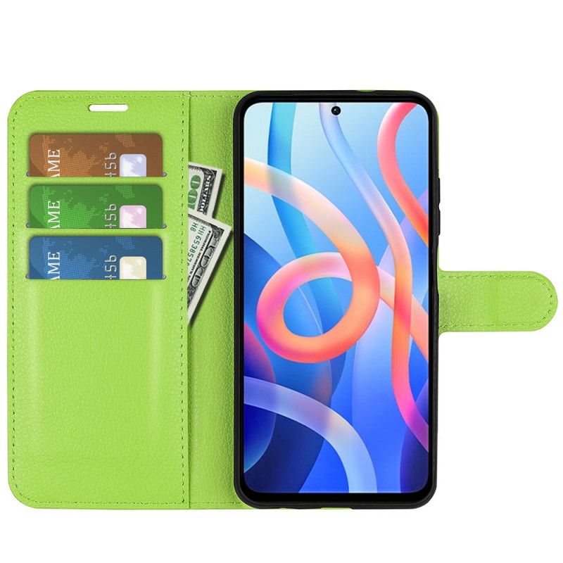 Etui Folio Xiaomi Redmi Note 11 / Poco M4 Pro 5g Klasyczny Efekt Skóry Liczi Etui Ochronne