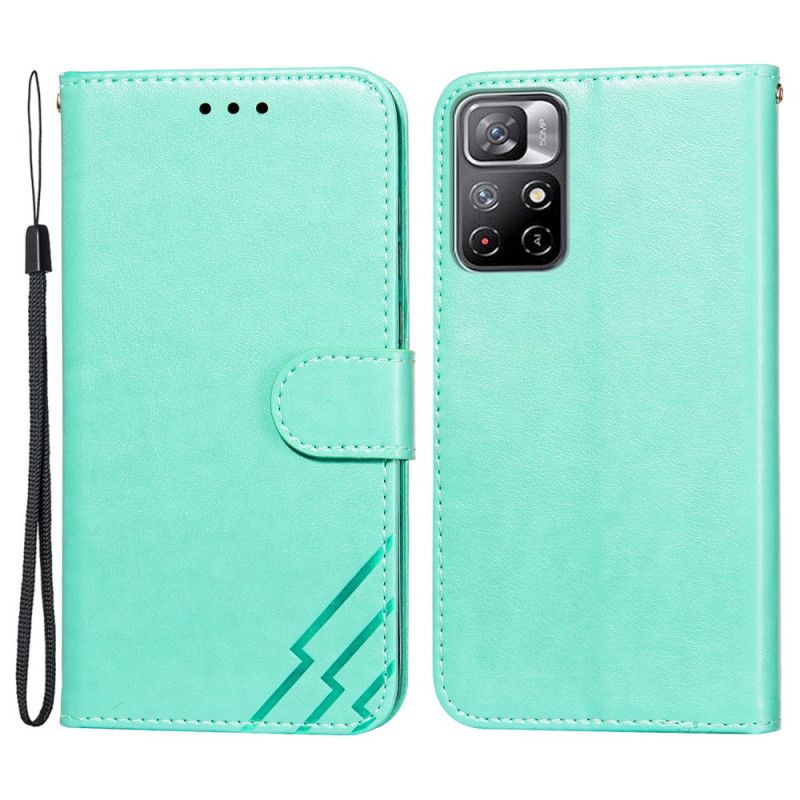 Etui Folio Xiaomi Redmi Note 11 / Poco M4 Pro 5g Skórzany Efekt Błyskawicy Etui Ochronne