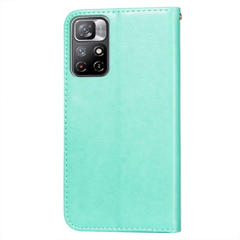 Etui Folio Xiaomi Redmi Note 11 / Poco M4 Pro 5g Skórzany Efekt Błyskawicy Etui Ochronne