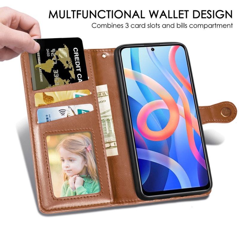 Etui Folio Xiaomi Redmi Note 11 / Poco M4 Pro 5g Sztuczna Skóra I Zapięcie Vintage Etui Ochronne