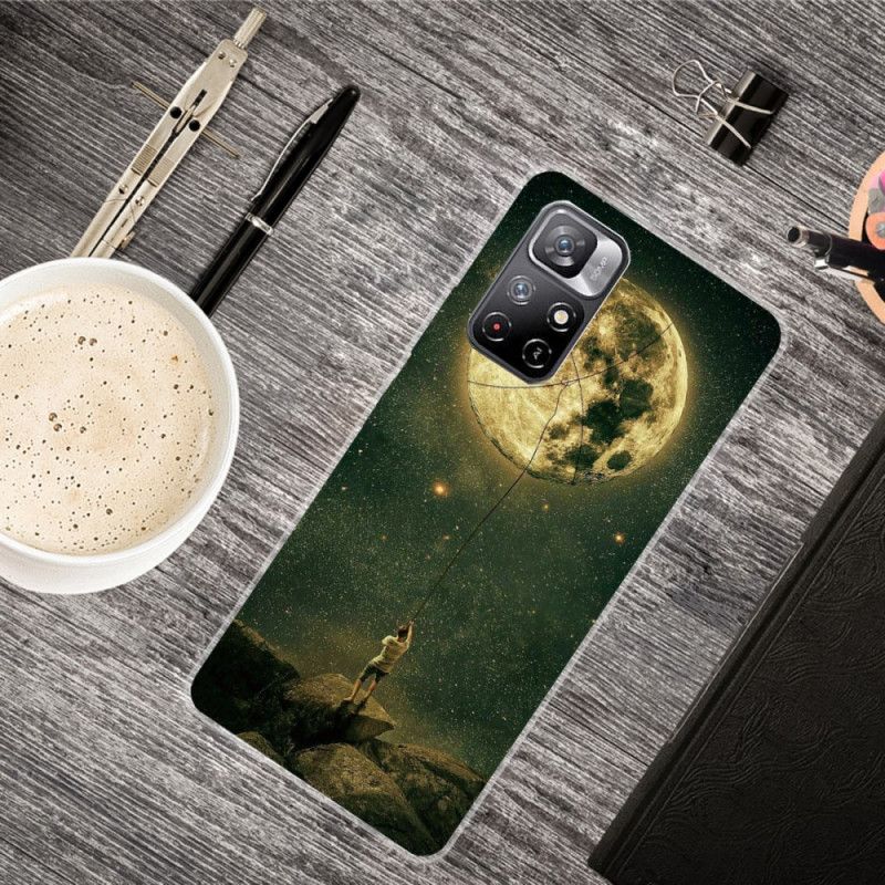 Etui Xiaomi Redmi Note 11 / Poco M4 Pro 5g Elastyczny Mężczyzna Na Księżycu Etui Ochronne