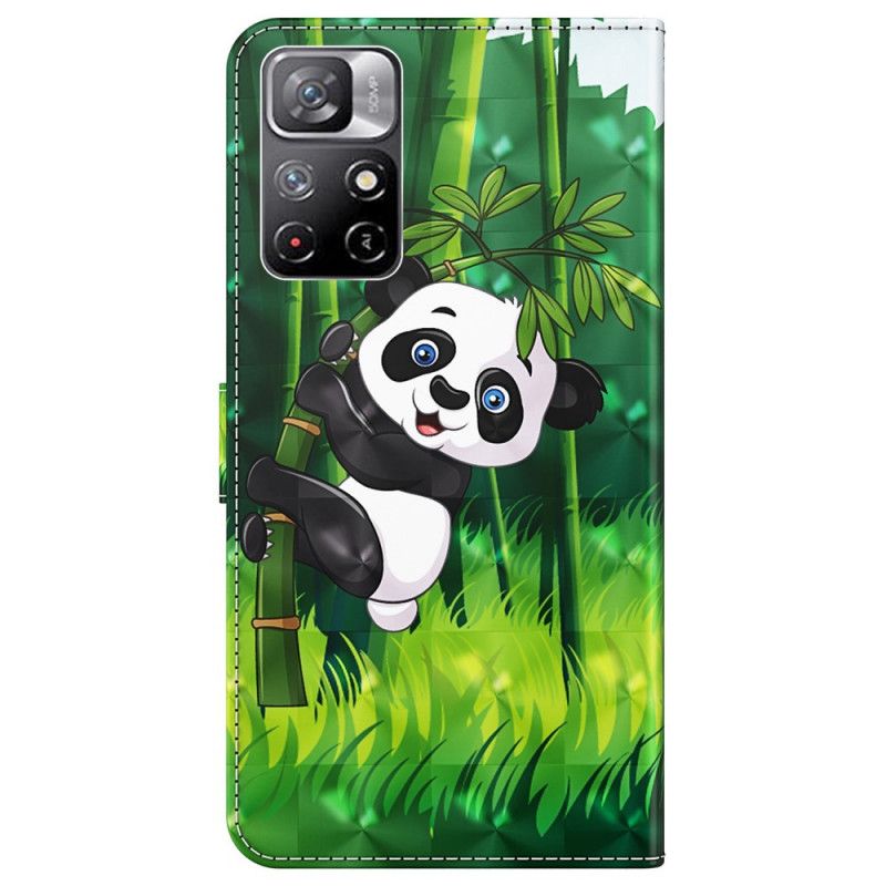 Skórzany Futerał Xiaomi Redmi Note 11 / Poco M4 Pro 5g Etui Na Telefon Panda I Bambus