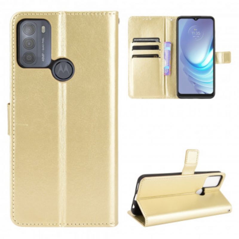 Etui Folio Do Moto G50 Błyszcząca Sztuczna Skóra