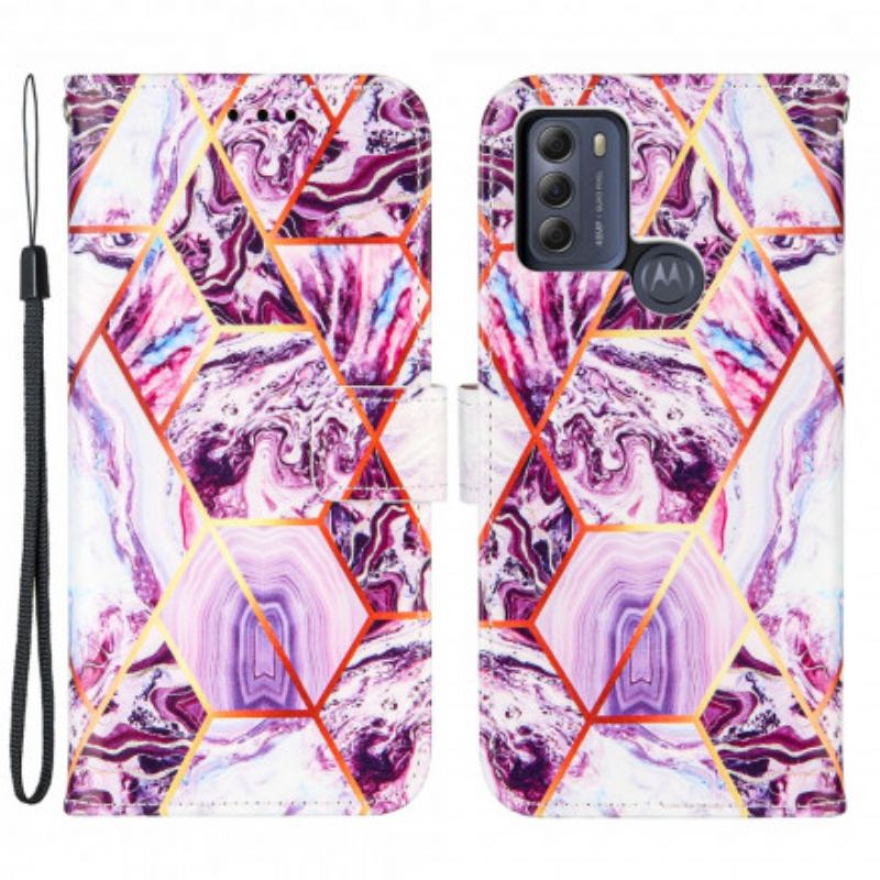 Etui Folio Do Moto G50 Pasiasty Marmur Geometryczny