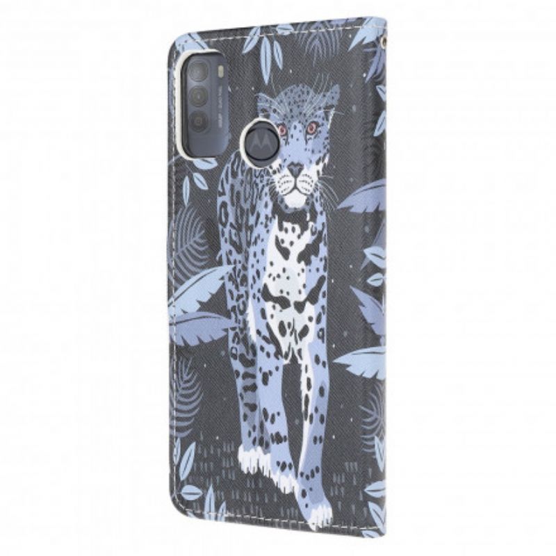 Etui Folio Moto G50 Leopard Strappy Etui Ochronne