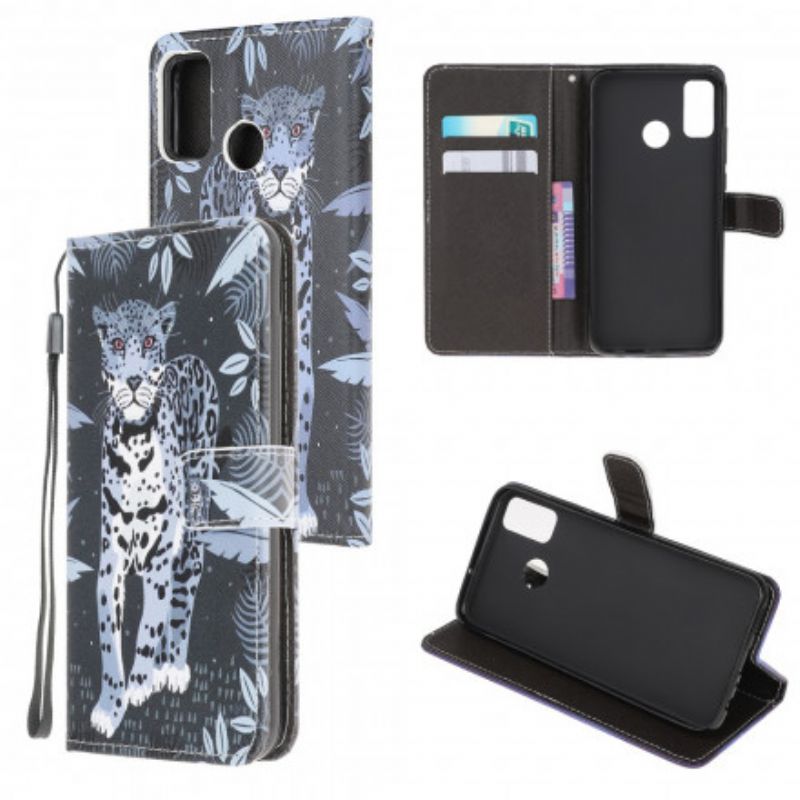 Etui Folio Moto G50 Leopard Strappy Etui Ochronne