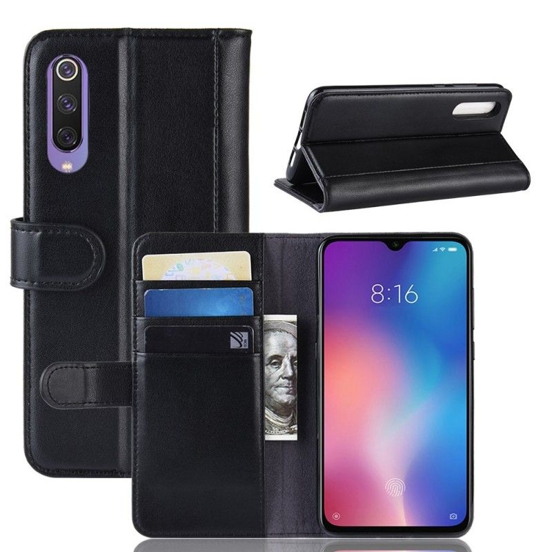 Etui Folio Xiaomi Mi 9 SE Brązowy Czarny Dwoina Skórzana Etui Ochronne