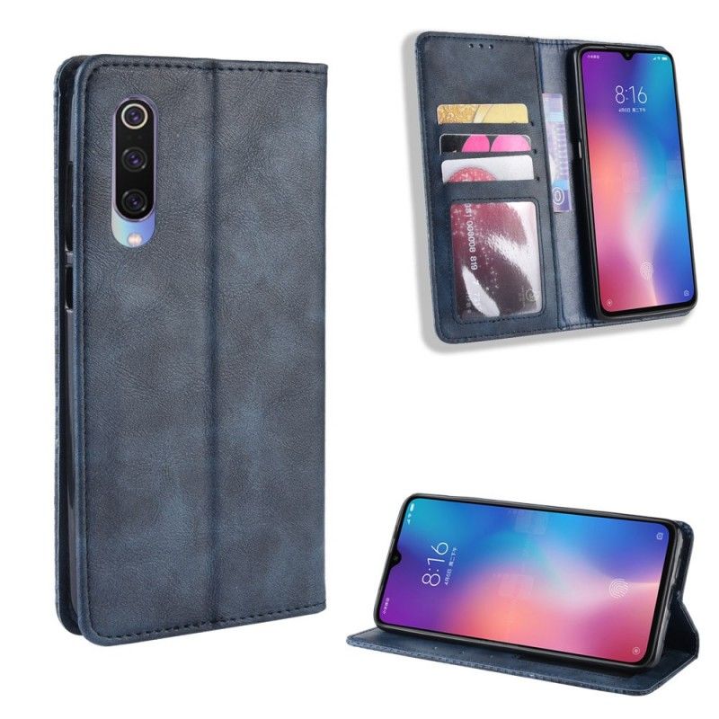 Flip Kotelot Xiaomi Mi 9 SE Granatowy Czarny Efekt Matowej Skóry