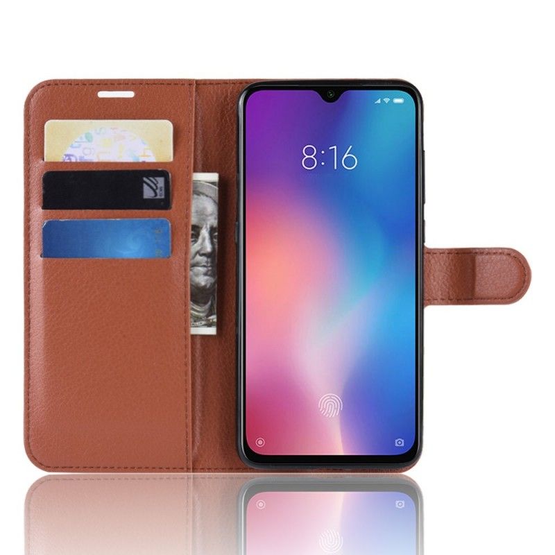 Skórzany Futerał Xiaomi Mi 9 SE Biały Czarny Etui na Telefon Liczi Retro